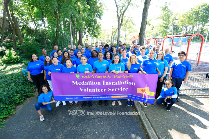 WeLoveU volunteers mark storm drains in Long Island, NY.