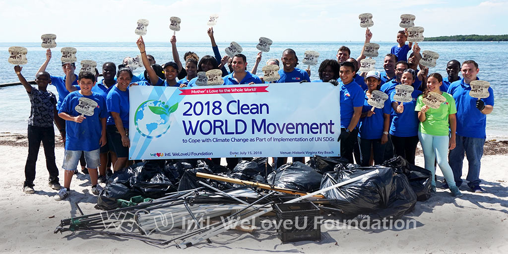 WeLoveU volunteers clean Virginia Key Beach Park in Florida.
